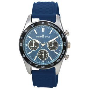 48mm Montres Carlo Classic Dress Men's Watch Silver Blue Analog Quartz Luxury